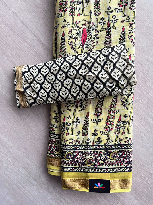 Screen Printed Chanderi Cotton Saree - 32435