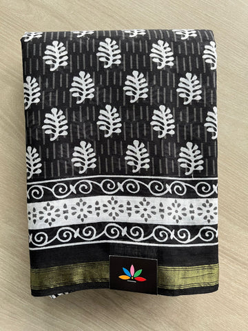 Screen Printed Chanderi Cotton Saree - 32436