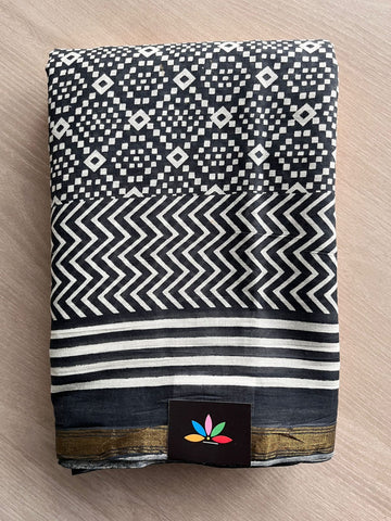 Screen Printed Chanderi Cotton Saree - 32439