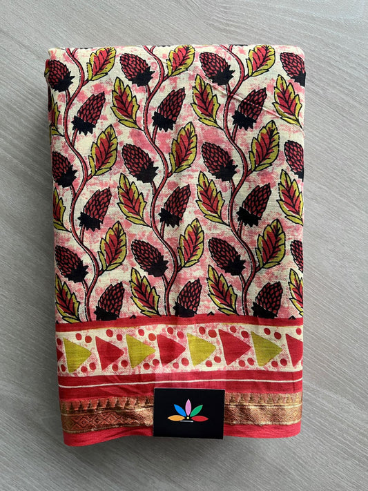 Screen Printed Chanderi Cotton Saree - 32447