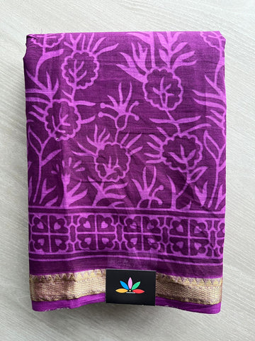 Screen Printed Chanderi Cotton Saree - 32448