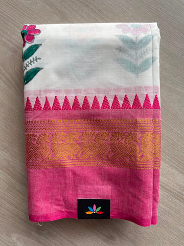 Handblock Printed Chettinad Cotton Saree - 34331
