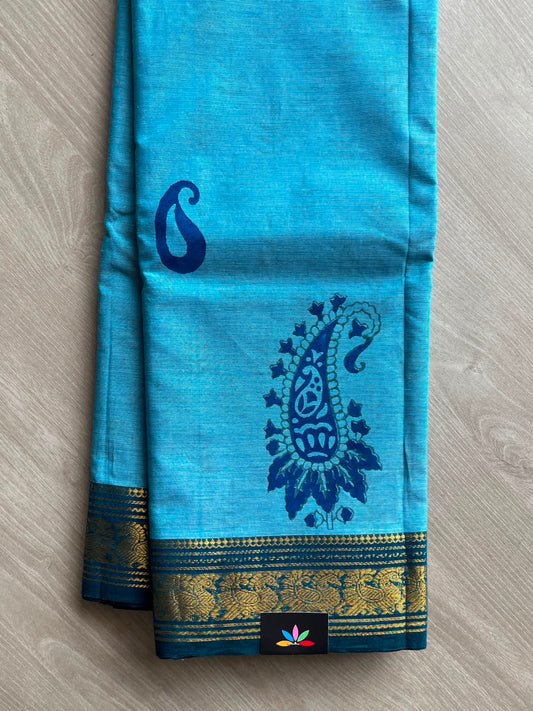 Handblock Printed Chettinad Cotton Saree - 34332