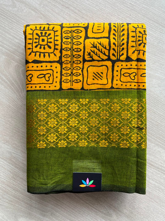 Handblock Printed Chettinad Cotton Saree - 34333