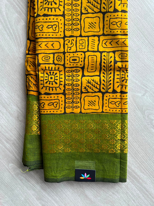Handblock Printed Chettinad Cotton Saree - 34333