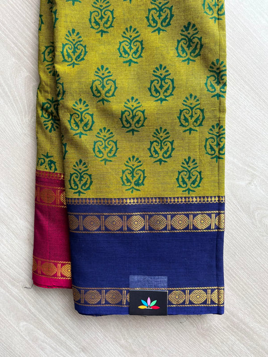 Handblock Printed Chettinad Cotton Saree - 34336