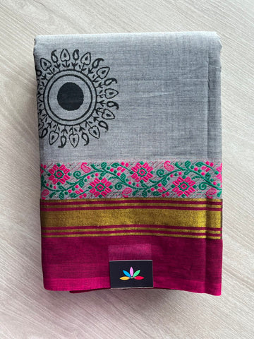 Handblock Printed Chettinad Cotton Saree - 34997