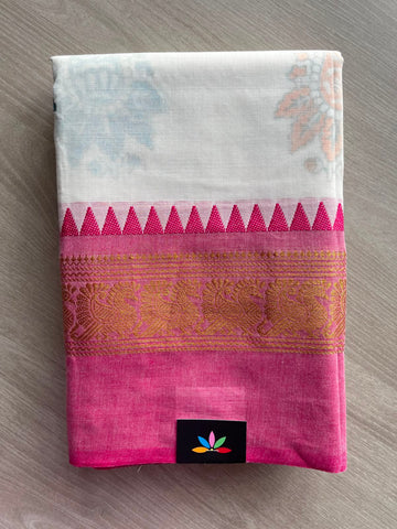 Handblock Printed Chettinad Cotton Saree - 34998
