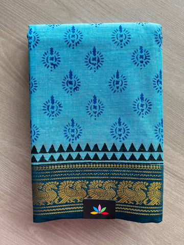 Handblock Printed Chettinad Cotton Saree - 35000