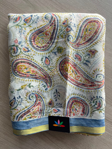 Hand Block Printed Pure Chiffon Silk Saree- 33324