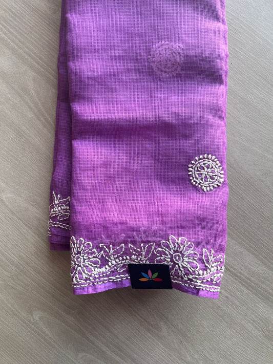 Hand embroidered Chikankari Kota Cotton Saree -13460