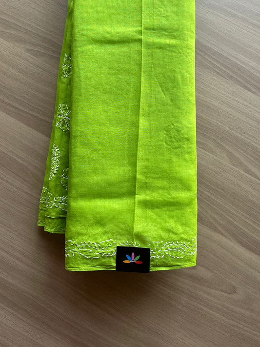 Simple Chikankari Voile Cotton Saree -15085