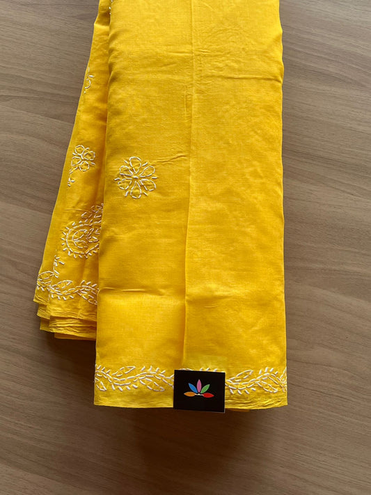 Simple Chikankari Voile Cotton Saree -15086