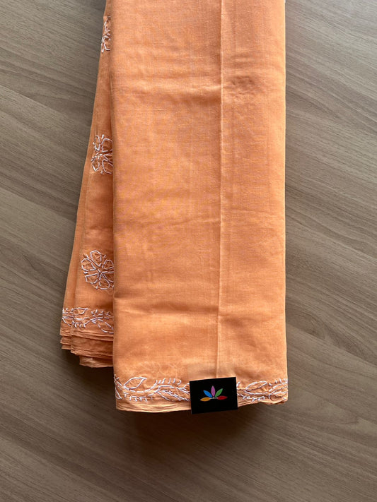 Simple Chikankari Voile Cotton Saree -15087