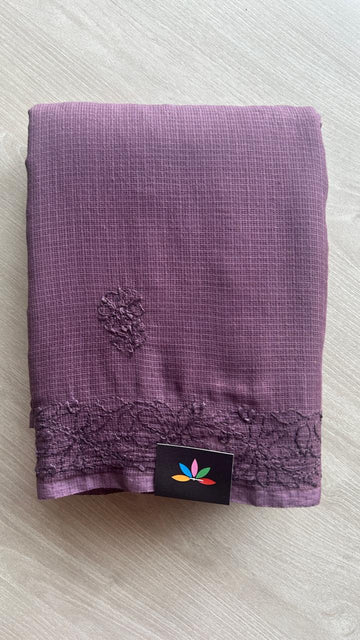 Hand embroidered Chikankari Kota Cotton Saree - 25459