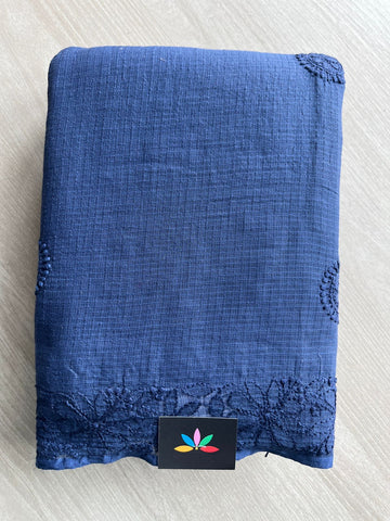 Hand embroidered Chikankari Kota Cotton Saree - 28556-28557