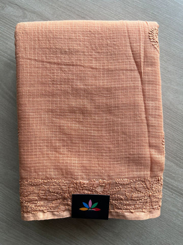 Hand embroidered Chikankari Kota Cotton Saree - 28558-28559