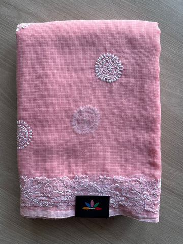 Hand embroidered Chikankari Kota Cotton Saree - 28568