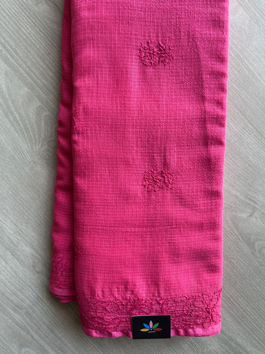 Hand embroidered Chikankari Kota Cotton Saree - 28570