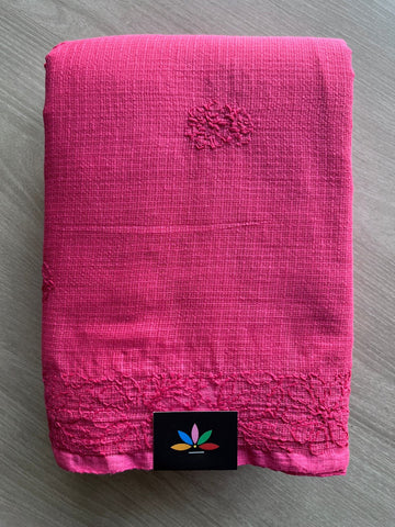 Hand embroidered Chikankari Kota Cotton Saree - 28570