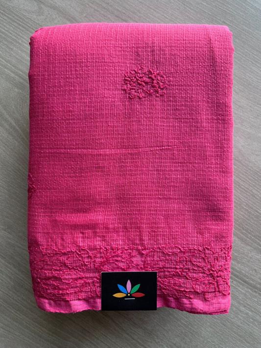 Hand embroidered Chikankari Kota Cotton Saree - 28570