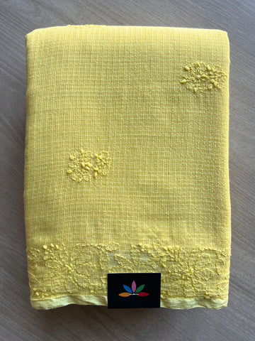 Hand embroidered Chikankari Kota Cotton Saree - 28571