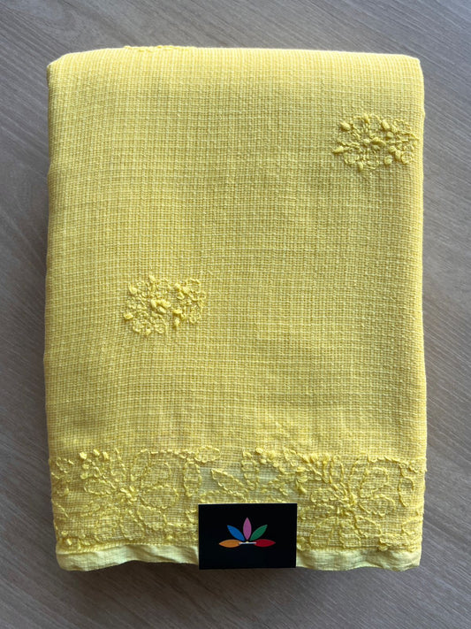 Hand embroidered Chikankari Kota Cotton Saree - 28571
