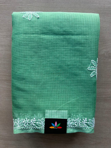 Hand Embroidered Chikankari Kota Cotton Saree - 33187