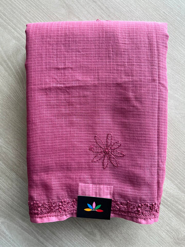Hand Embroidered Chikankari Kota Cotton Saree - 33380