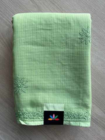 Hand Embroidered Chikankari Kota Cotton Saree - 33383