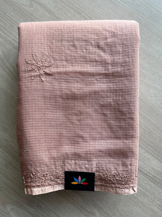 Hand Embroidered Chikankari Kota Cotton Saree - 33384
