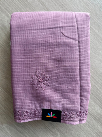 Hand Embroidered Chikankari Kota Cotton Saree - 33385