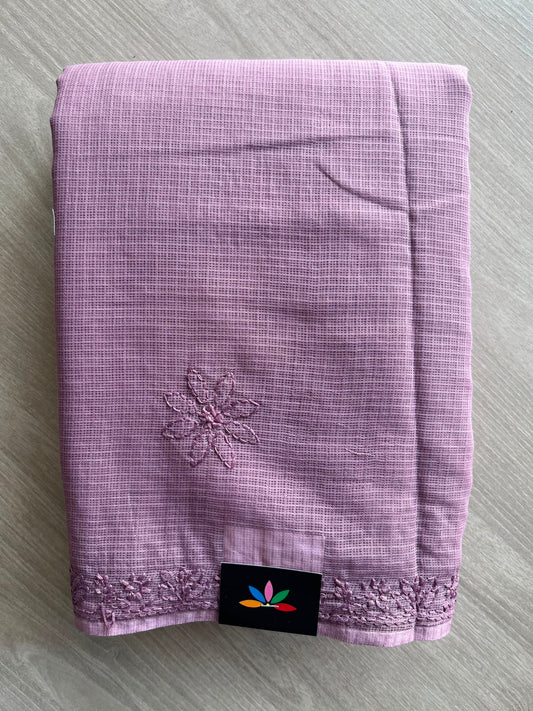 Hand Embroidered Chikankari Kota Cotton Saree - 33385