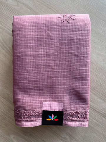 Hand Embroidered Chikankari Kota Cotton Saree - 33389