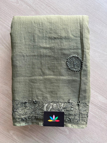 Hand Embroidered Chikankari Kota Cotton Saree - 33390