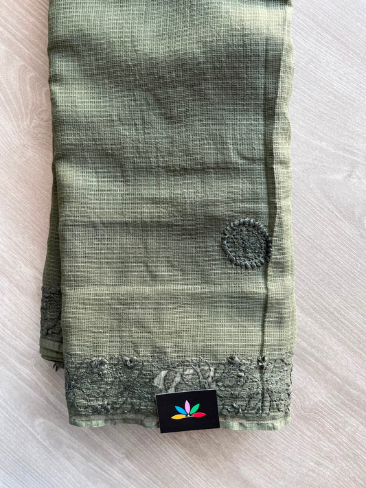 Hand Embroidered Chikankari Kota Cotton Saree - 33390