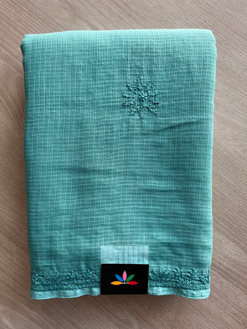 Hand Embroidered Chikankari Kota Cotton Saree - 33393