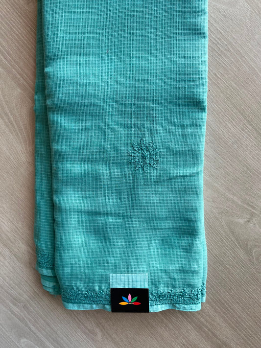 Hand Embroidered Chikankari Kota Cotton Saree - 33393