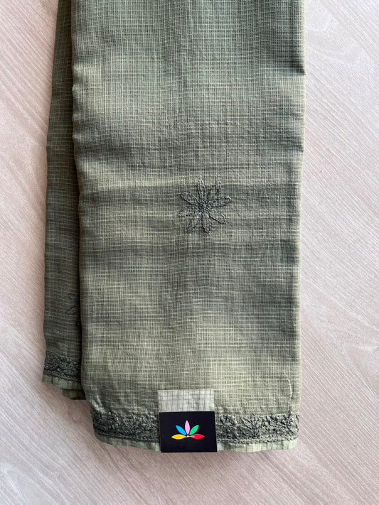 Hand Embroidered Chikankari Kota Cotton Saree - 33394