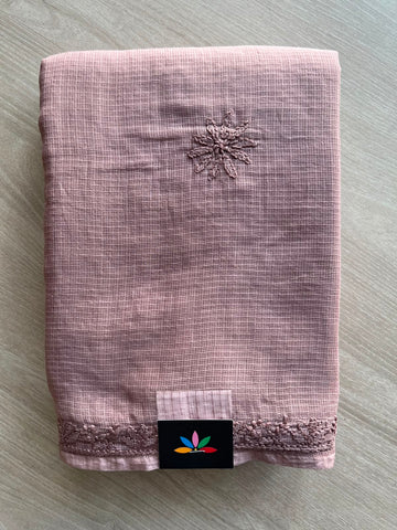 Hand Embroidered Chikankari Kota Cotton Saree - 33395