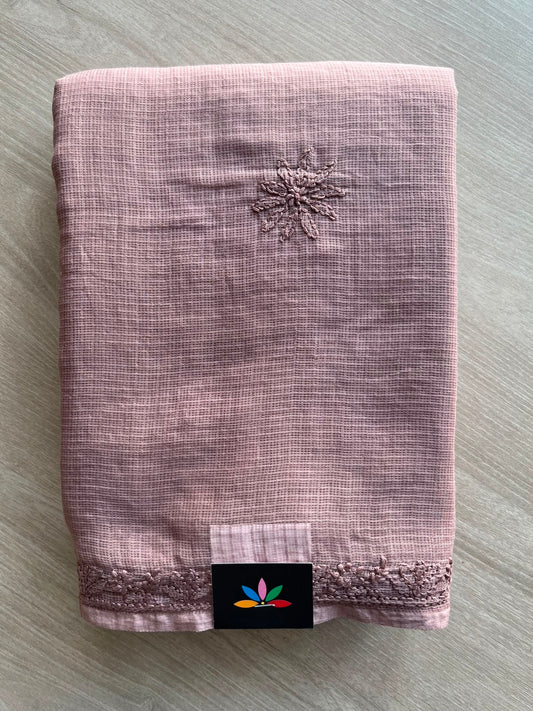 Hand Embroidered Chikankari Kota Cotton Saree - 33395