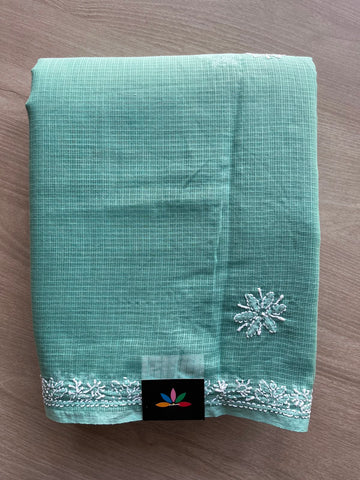 Hand Embroidered Chikankari Kota Cotton Saree - 33396