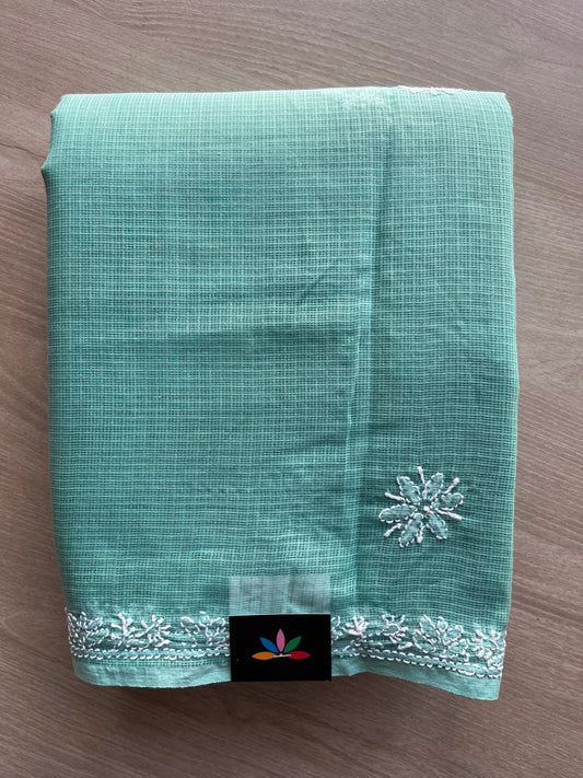 Hand Embroidered Chikankari Kota Cotton Saree - 33396
