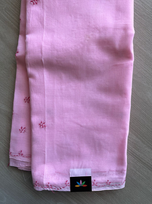 Light Pink Simple Chikankari Voile Cotton Saree- 31145