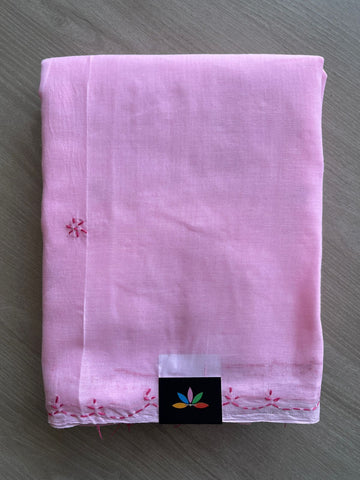 Light Pink Simple Chikankari Voile Cotton Saree- 31145