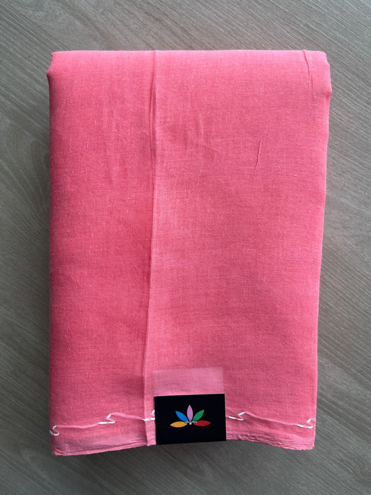 Watermelon Pink Simple Chikankari Voile Cotton Saree - 31534