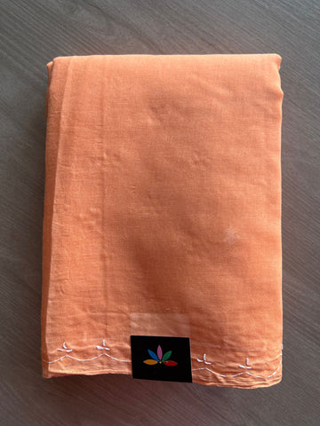 Pastel Orange Simple Chikankari Voile Cotton Saree - 31569