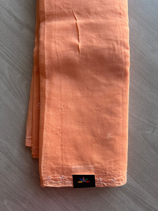 Pastel Orange Simple Chikankari Voile Cotton Saree - 31569