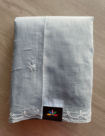 Steel Gray Simple Chikankari Voile Cotton Saree - 31571