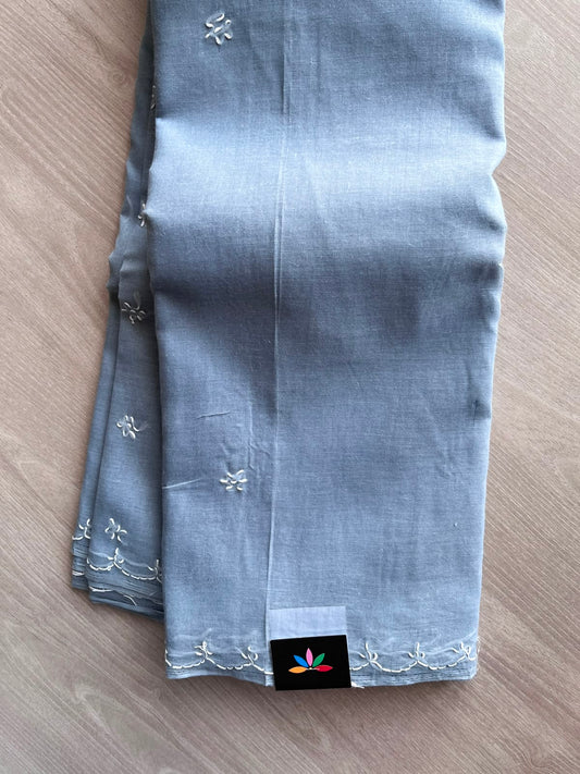 Simple Chikankari Voile Cotton Saree - 31571
